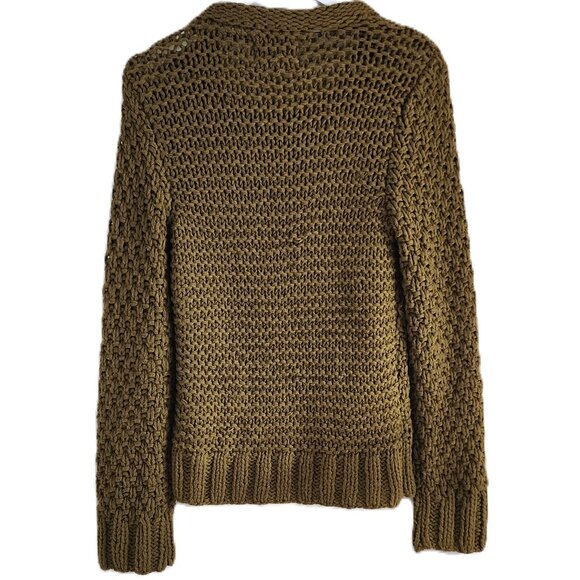 JOA olive-brown-green chunky knit braided rope accent knit sweater - Picture 3 of 13